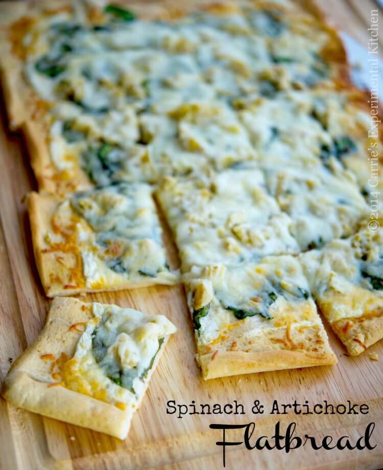 Spinach & Artichoke Flatbread from Carrie's Experimental Kitchen