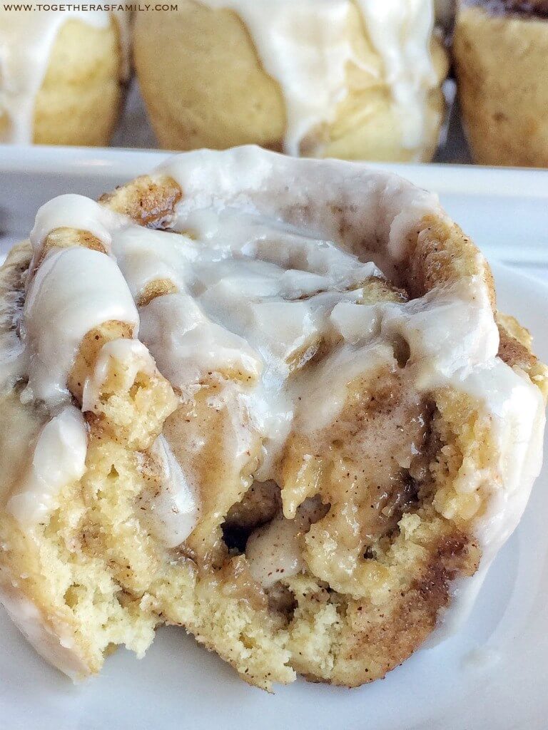 {no yeast, one bowl} Cinnamon Roll Muffins from Together as Family