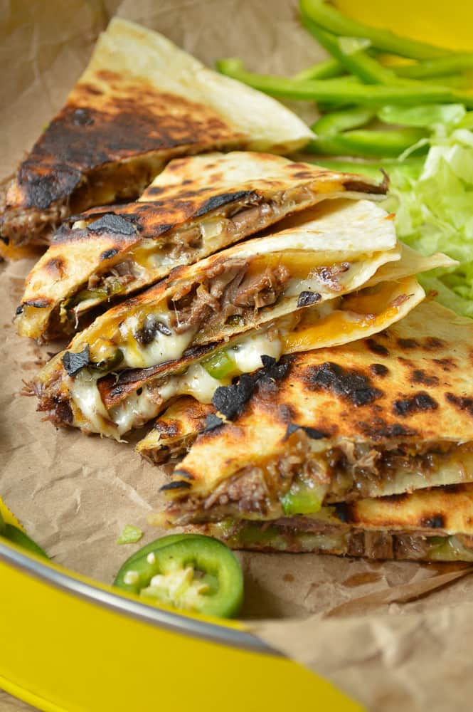 Crock Pot Philly Cheesesteak Quesadillas from Sugar Dish Me