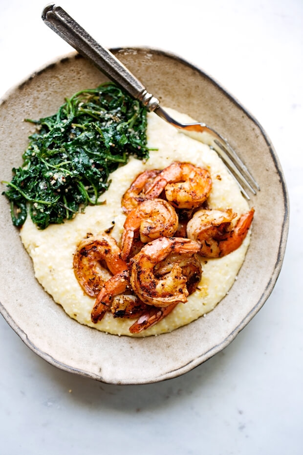 Cajun Shrimp and Grist with Garlic Kale from Little Spice Jar
