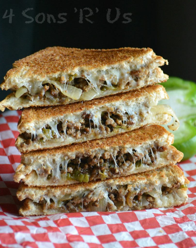 Ground Beef Philly Cheesesteak Grilled Cheese from 4 Sons 'R' Us