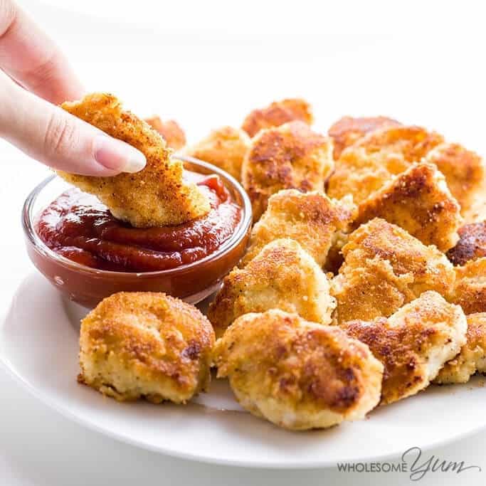 5 Ingredient Paleo Low Carb Chicken Nuggets from Wholesome Yum