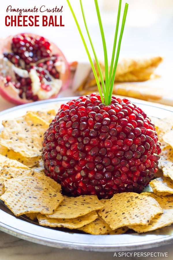 Pomegranate Crusted Cheese Ball Recipe from A Spicy Perspective
