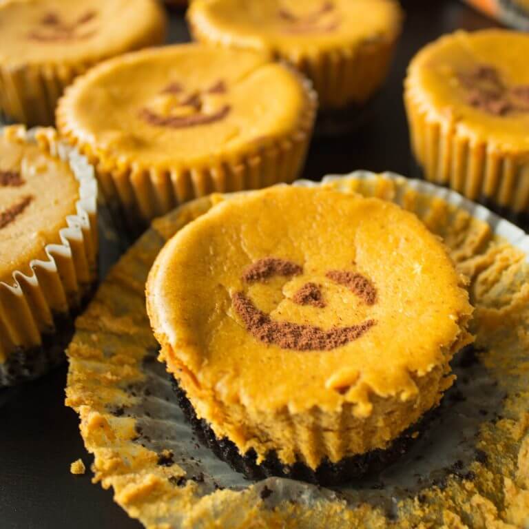 Pumpkin Cheesecake Jack-O-Lanterns