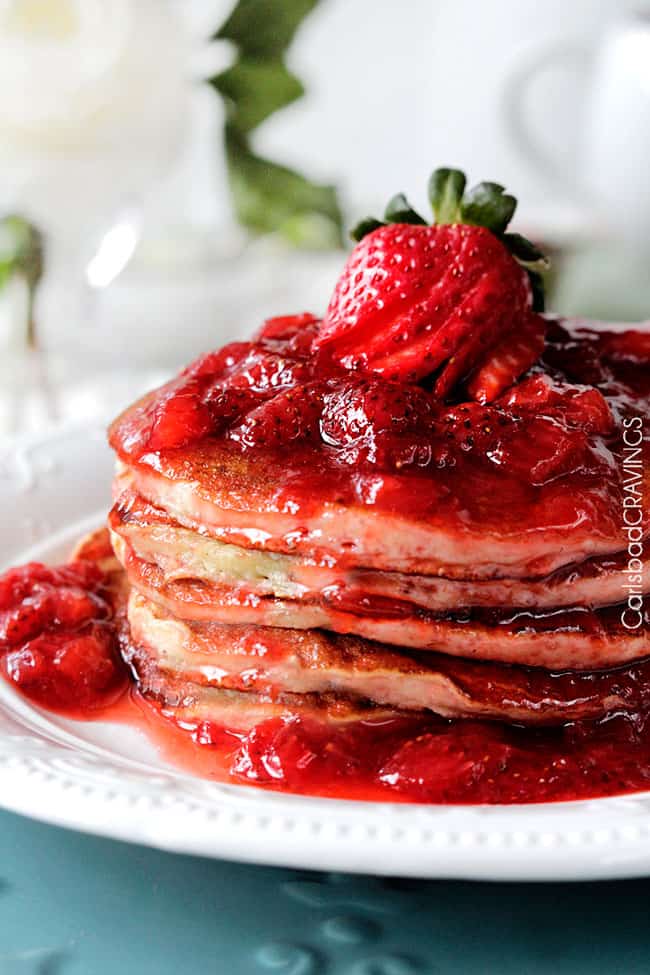 Strawberry Cheesecake Pancakes from Carlsbad Cravings