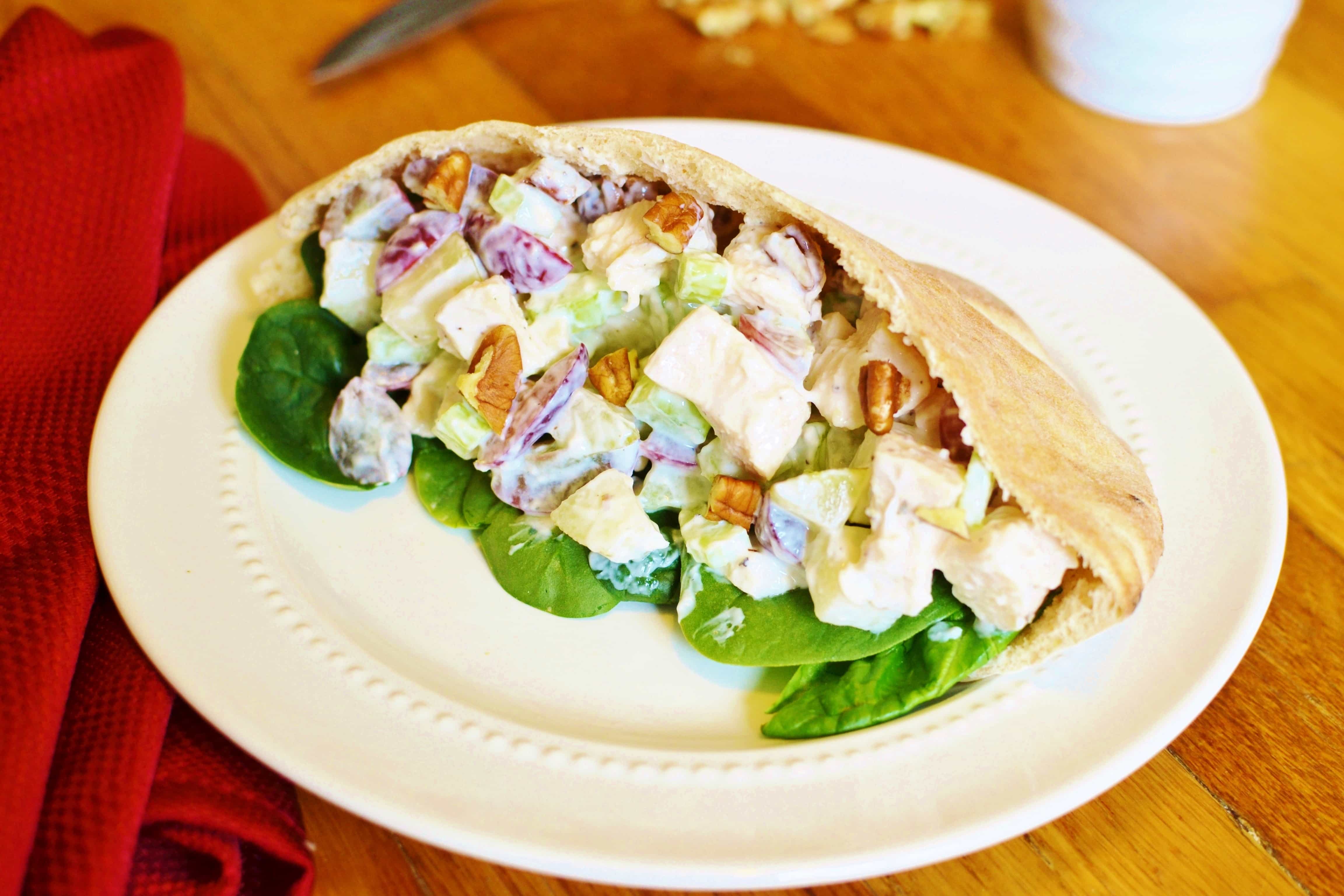 Waldorf Chicken Salad Pita from The Foodie and the Fix