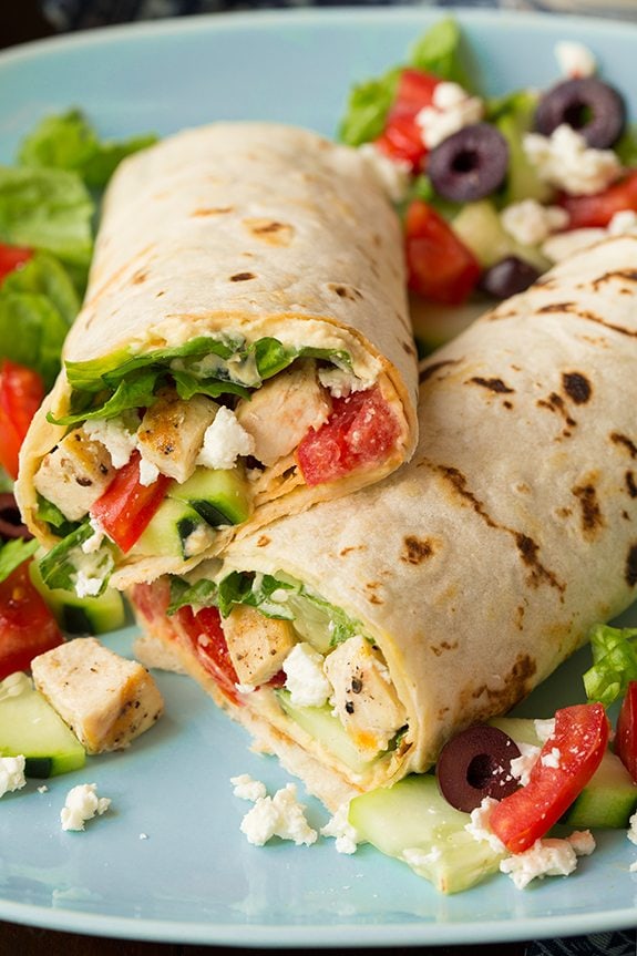 Greek Grilled Chicken & Hummus Wrap from Cooking Classy