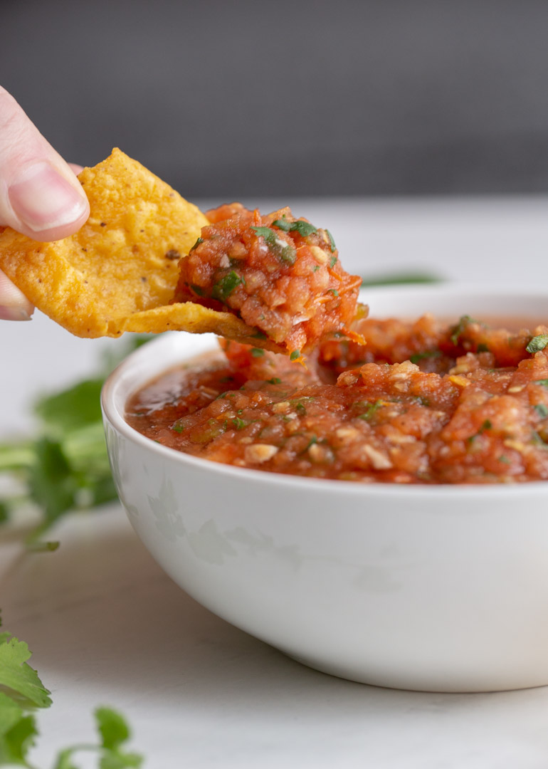 Oven Roasted Restaurant Style Red Salsa from Away from the Box