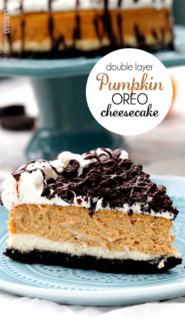 Double Layer Pumpkin Oreo Cheesecake from Carlsbad Cravings