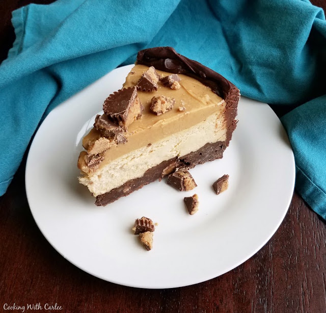 Buckeye Cheesecake with a Brownie Crust from Cooking with Carlee