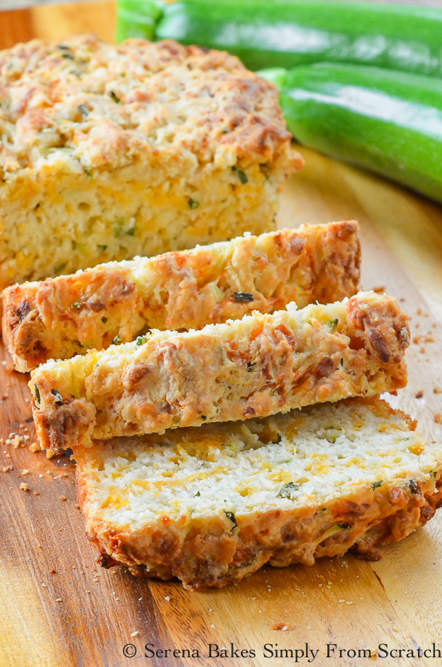 Zucchini Cheddar Cheese Herb Beer Bread from Serena Bakes