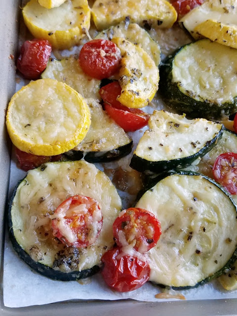 Parmesan Roasted Zucchini and Tomatoes from Cooking with Carlee
