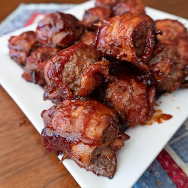BBQ Bacon Wrapped Meatballs