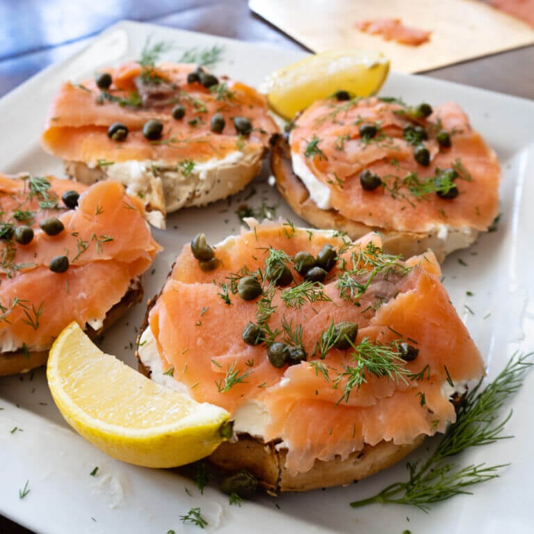 Smoked Salmon Cream Cheese Bagels
