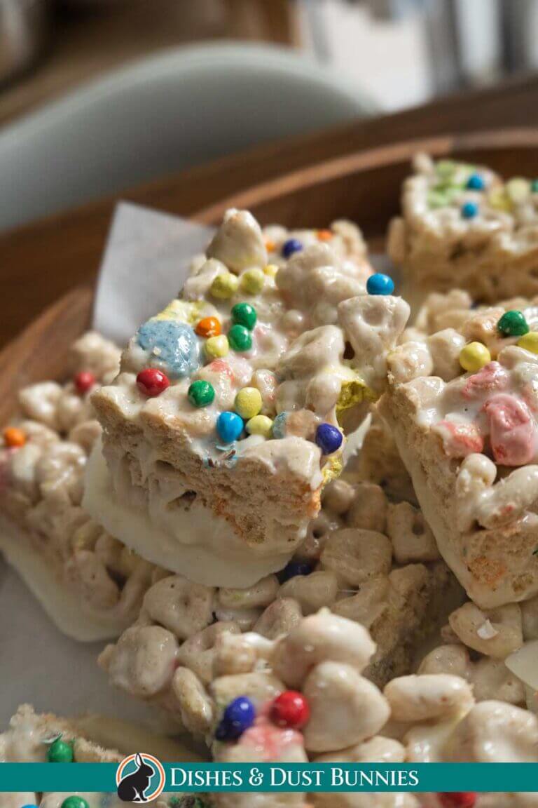 Lucky Charms Marshmallow Treat Bars - Dishes & Dust Bunnies