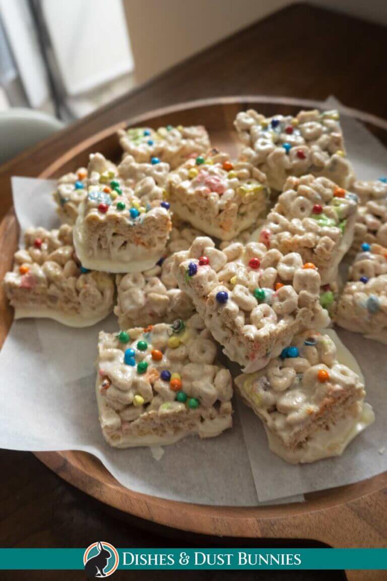 Lucky Charms Marshmallow Treat Bars - Dishes & Dust Bunnies